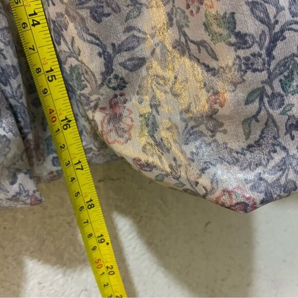 FREE PEOPLE Metallic Shiny Silver & Lavender Combo Floral Bubble Mini Skirt - Picture 7 of 12